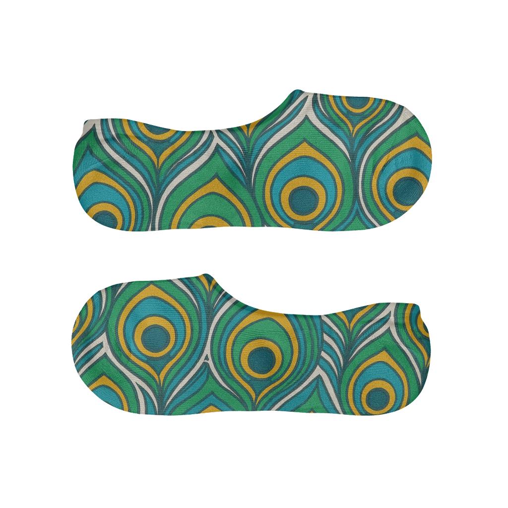 Peacock Tail Tessellation On White Field comfortable invisible socks