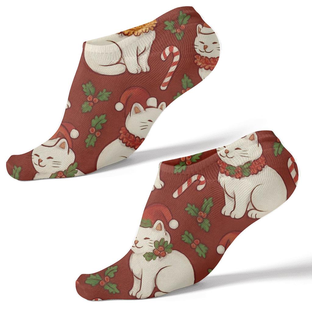 Crimson Tinsel Cat Grid unique graphic ankle socks