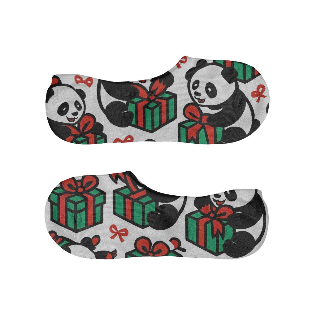 Panda Gift Wrap Scatter On White Background comfortable invisible socks