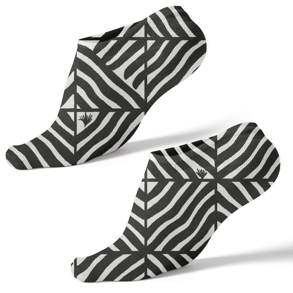 High Contrast Zebra Crossing Grid designer print ankle socks