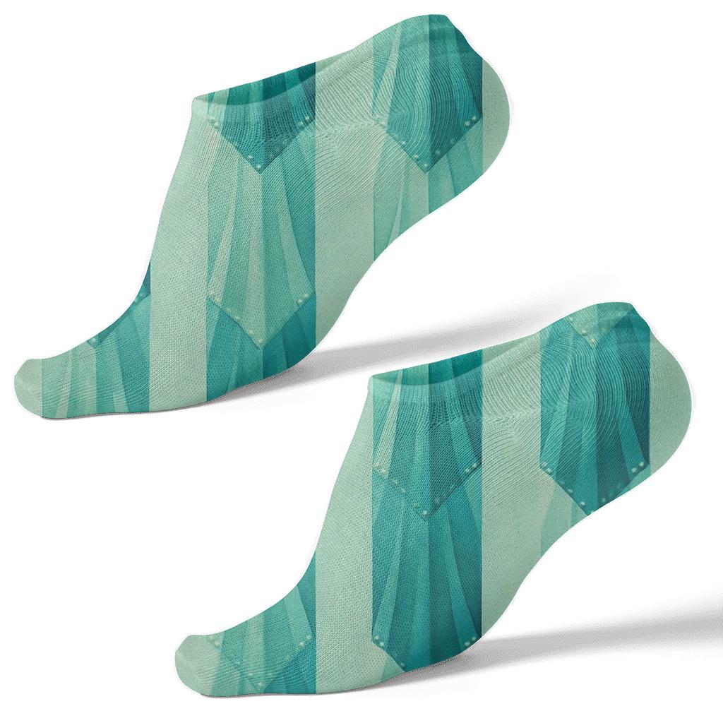 Teal Accordion Pleat Stripe Silhouette On Seafoam Background trendy patterned ankle socks