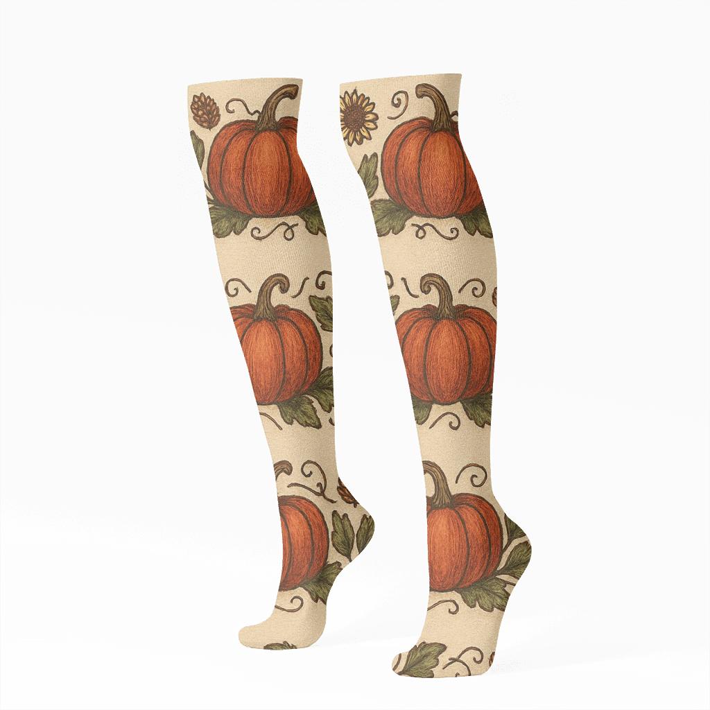 Pumpkin Patch Mirror Band unique graphic knee-high socks