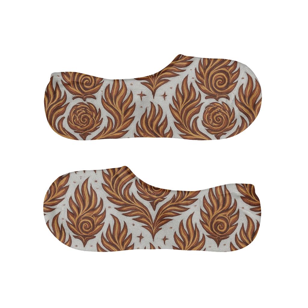 Phoenix Feather Tessellation On White breathable seamless no-show sockscustom no-show socks