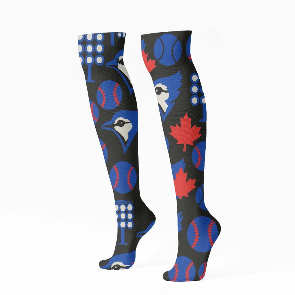 Stadium Light Lattice With Blue Jays personalized knee-high socks
