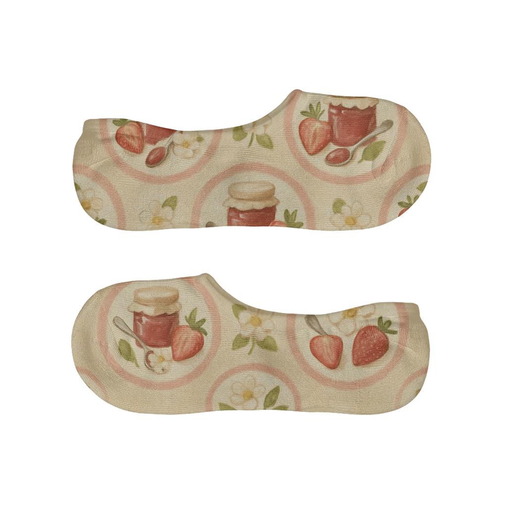 Strawberry Jam Jar Medallion Repeat personalized no-show socks