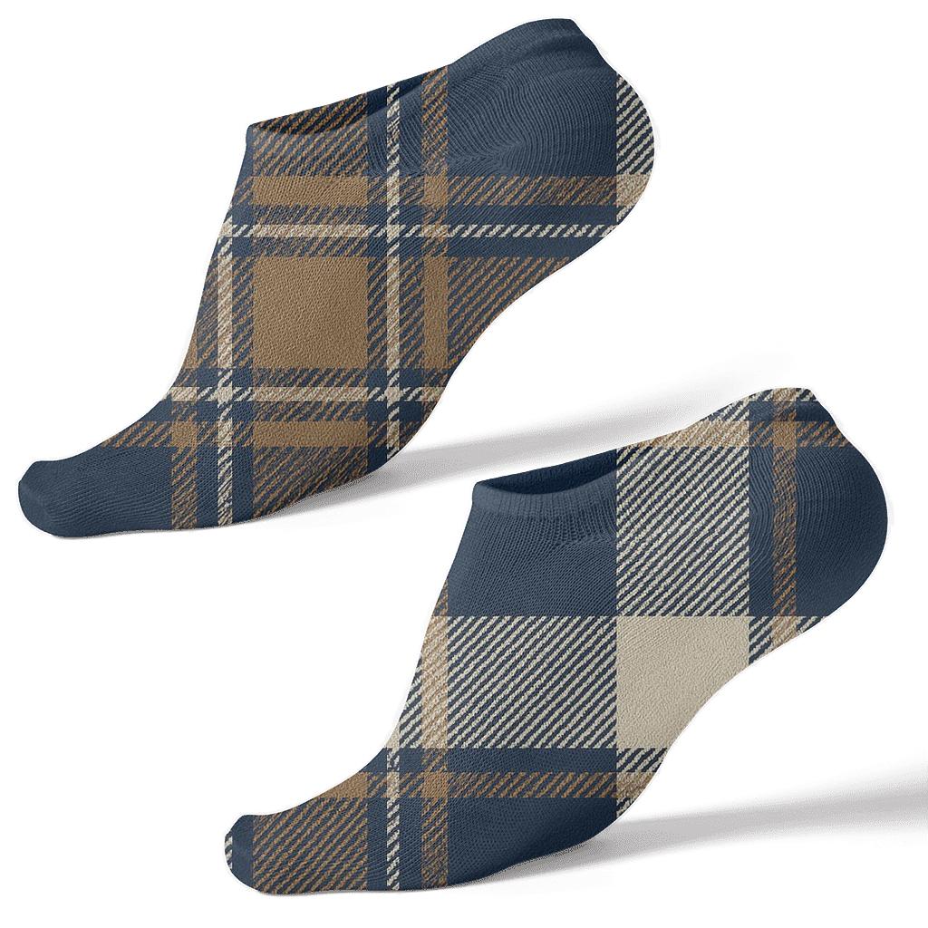 Tartan Plaid With Tonal Stripe Insets comfortable cotton ankle socks