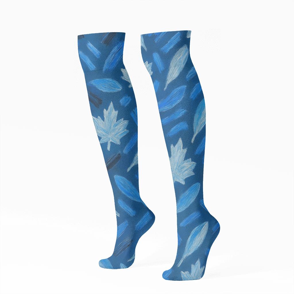 Maple Mosaic Bat Scatter Blue Jays comfortable cotton knee-high socks