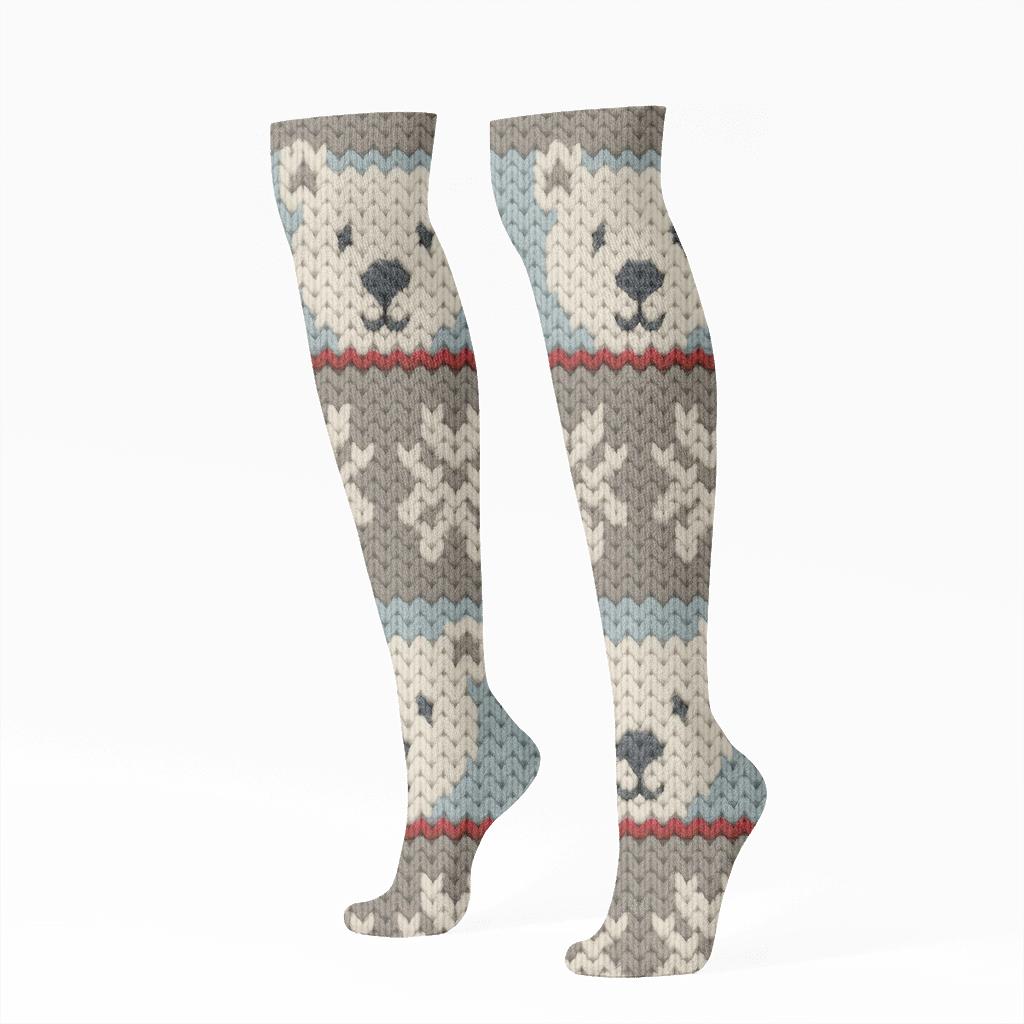 White Polar Bear Nordic Band personalized knee-high socks