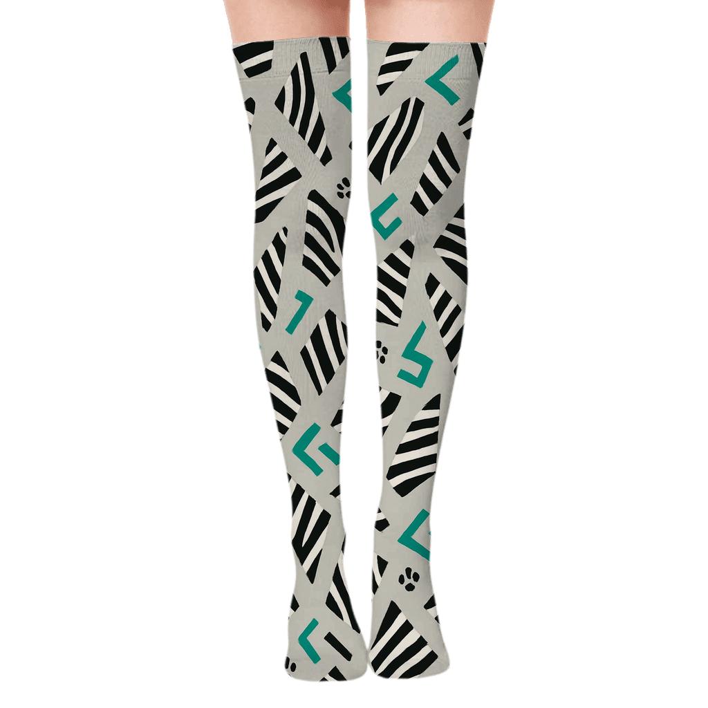 Fragmented Zebra Chevron Scatter comfortable cotton over-the-knee socks
