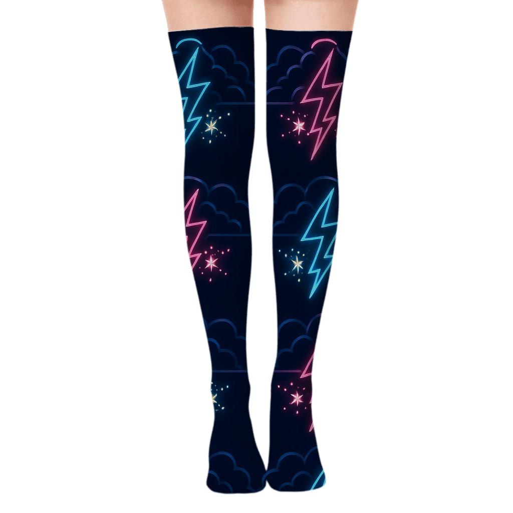 Mirrored Strike Pair Border Bands designer print over-the-knee socks