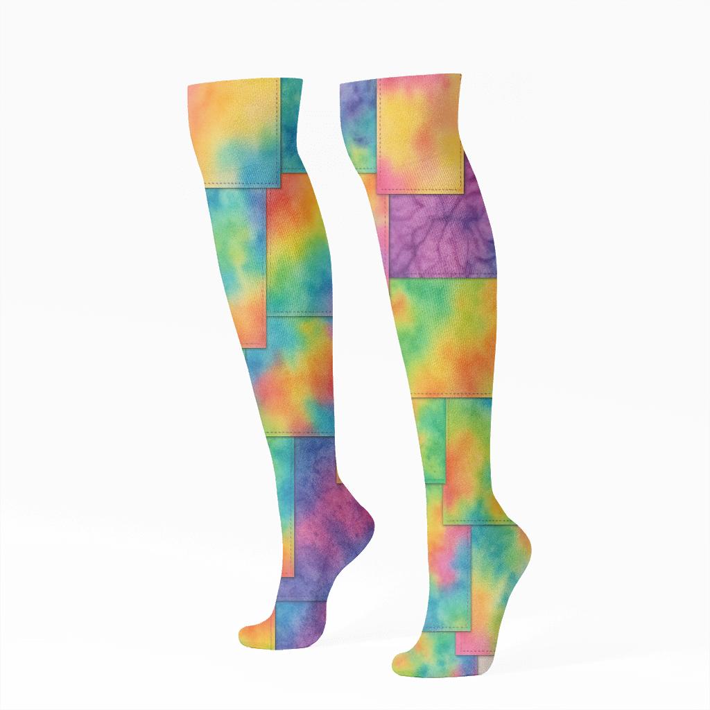 Layered Watercolor Speckle Collage custom knee-high socks