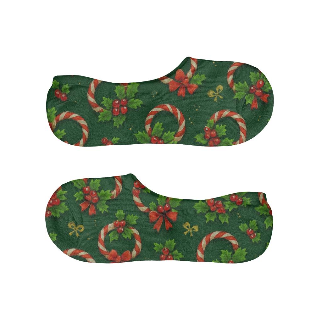 Candy Wreath Holiday Scatter anti-slip no-show socks