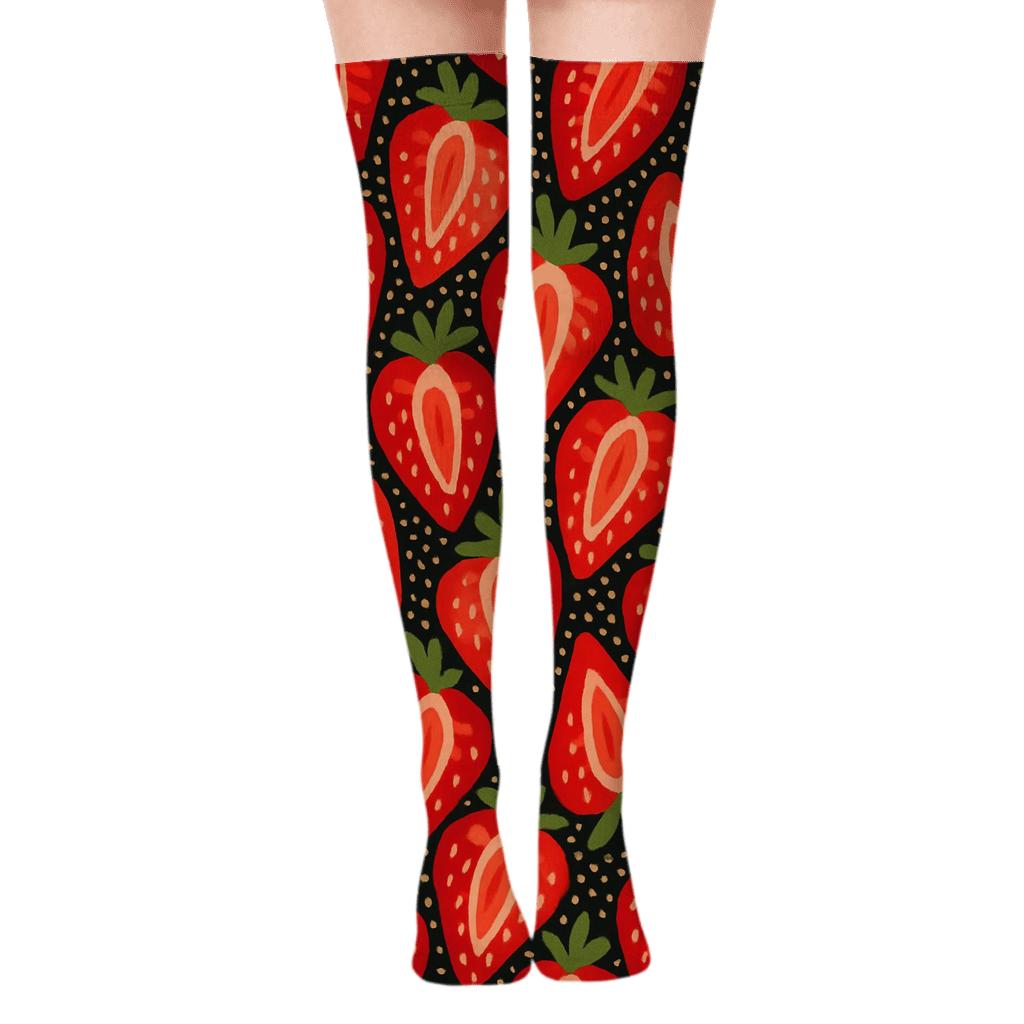Seed Scatter Chevron On Black premium cozy over-the-knee socks