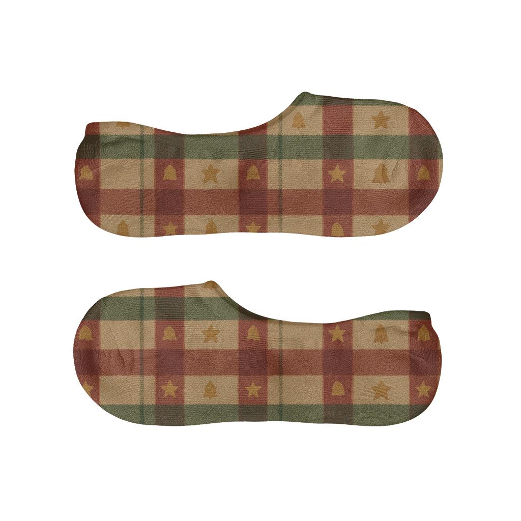 Holiday Plaid With Tiny Motifs personalized invisible socks