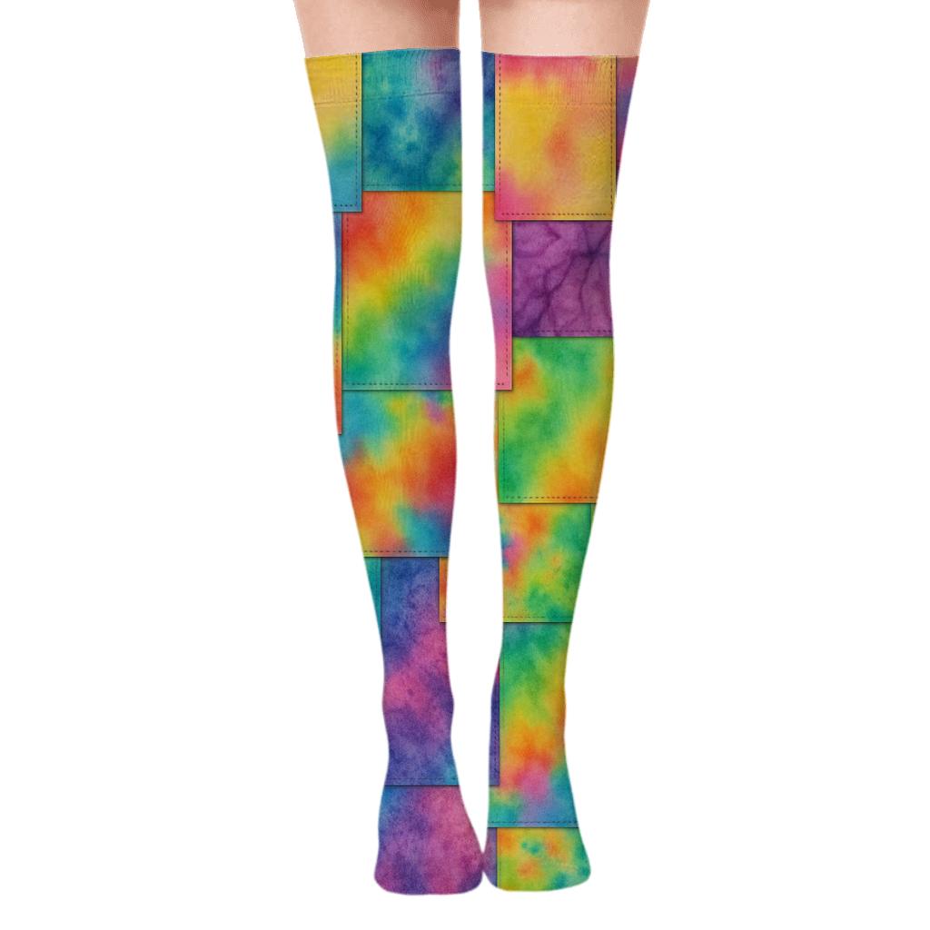 Layered Watercolor Speckle Collage soft everyday over-the-knee socks