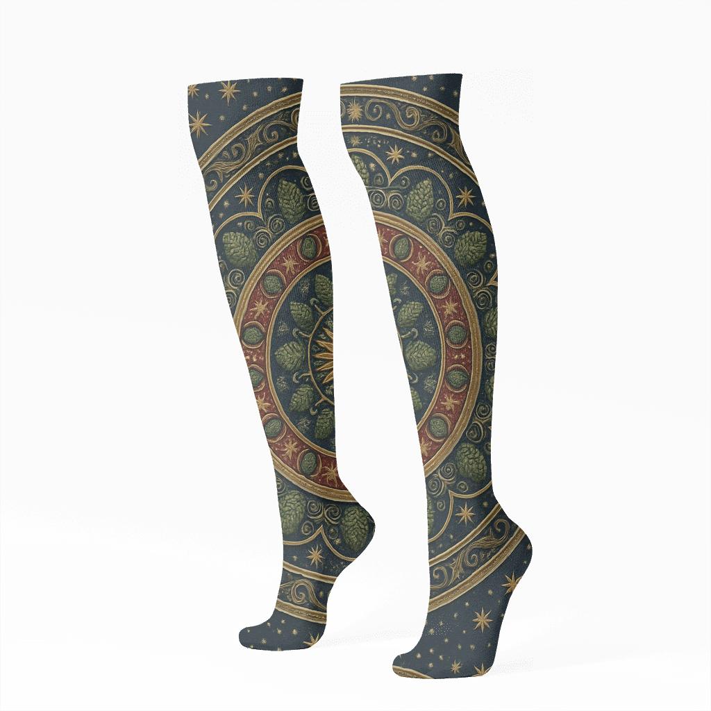 Ornament Mandala Radial Holiday comfortable cotton knee-high socks