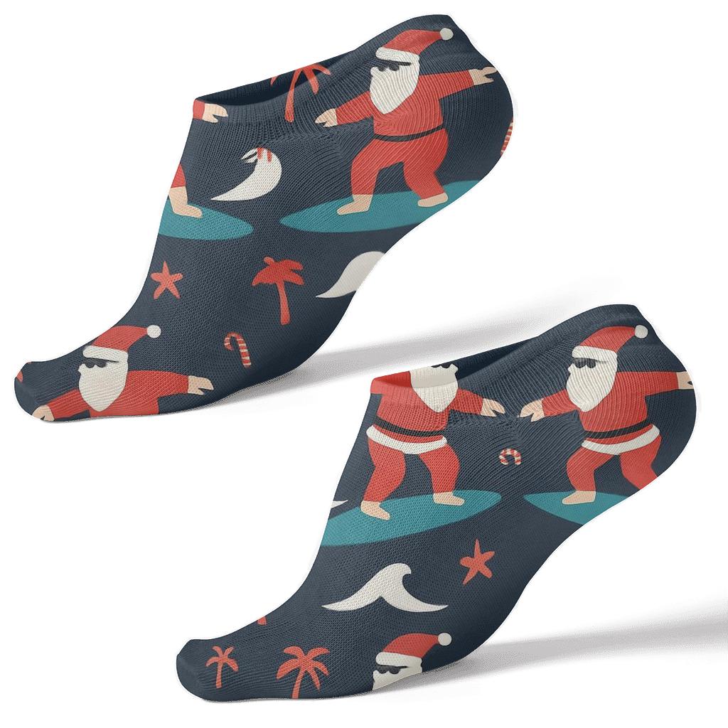 Santa Surfing Xmas Scene stylish athletic ankle socks