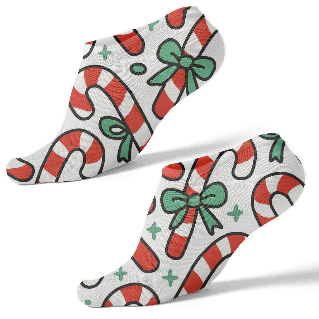 Holiday Candy Cane Wave custom ankle socks