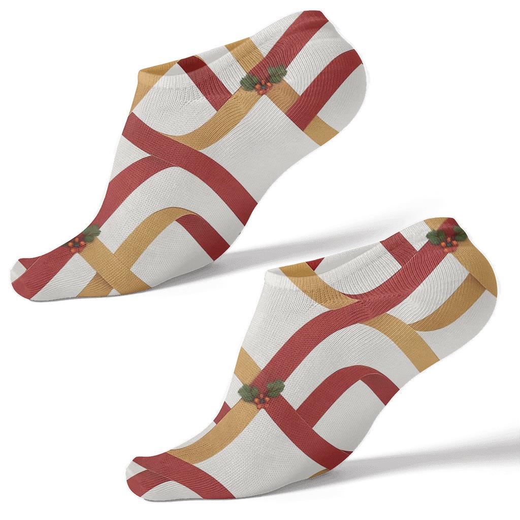 Holiday Ribbon Wave Christmas comfortable cotton ankle socks