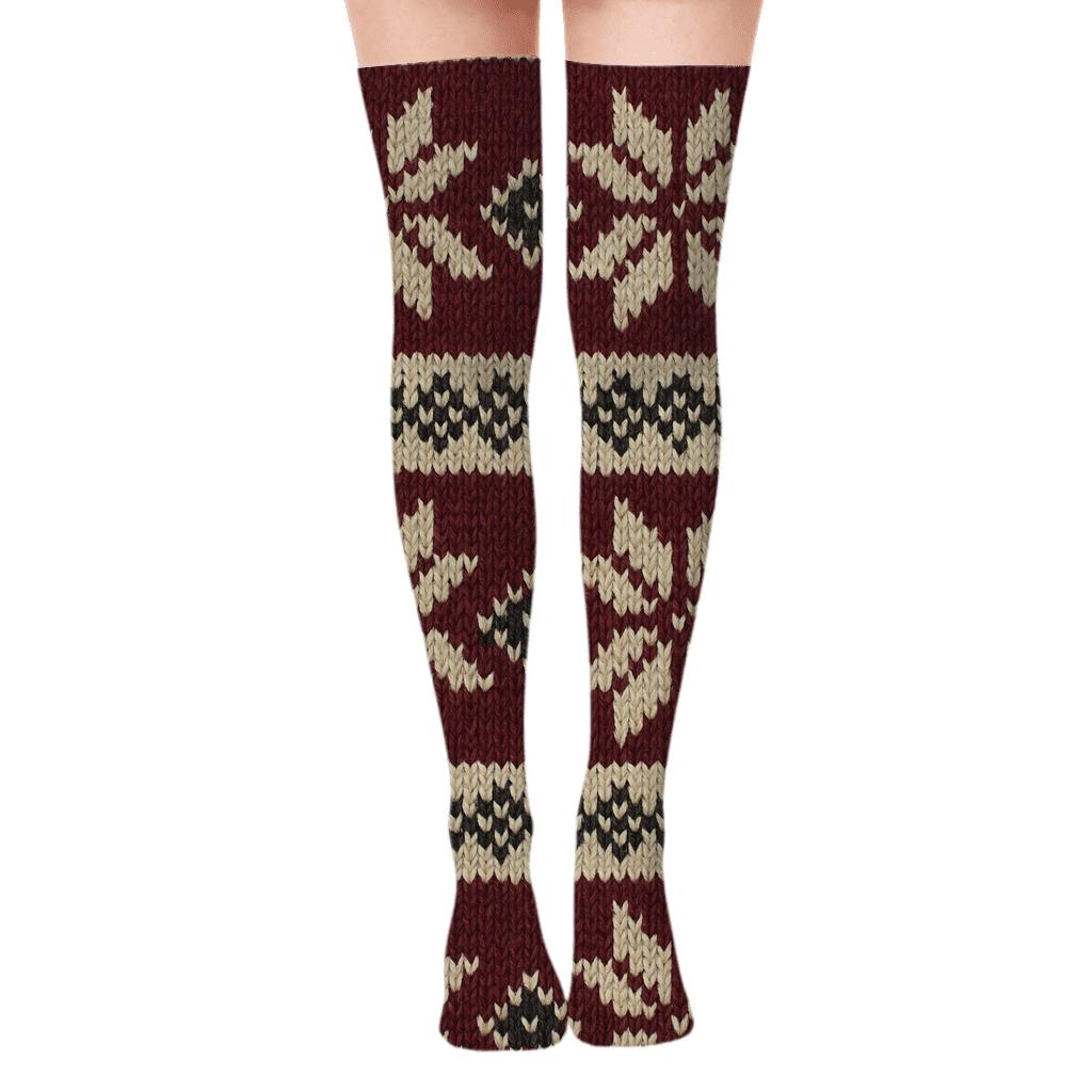 Nordic Knit Snowflake Band Christmas stylish fashion over-the-knee socks