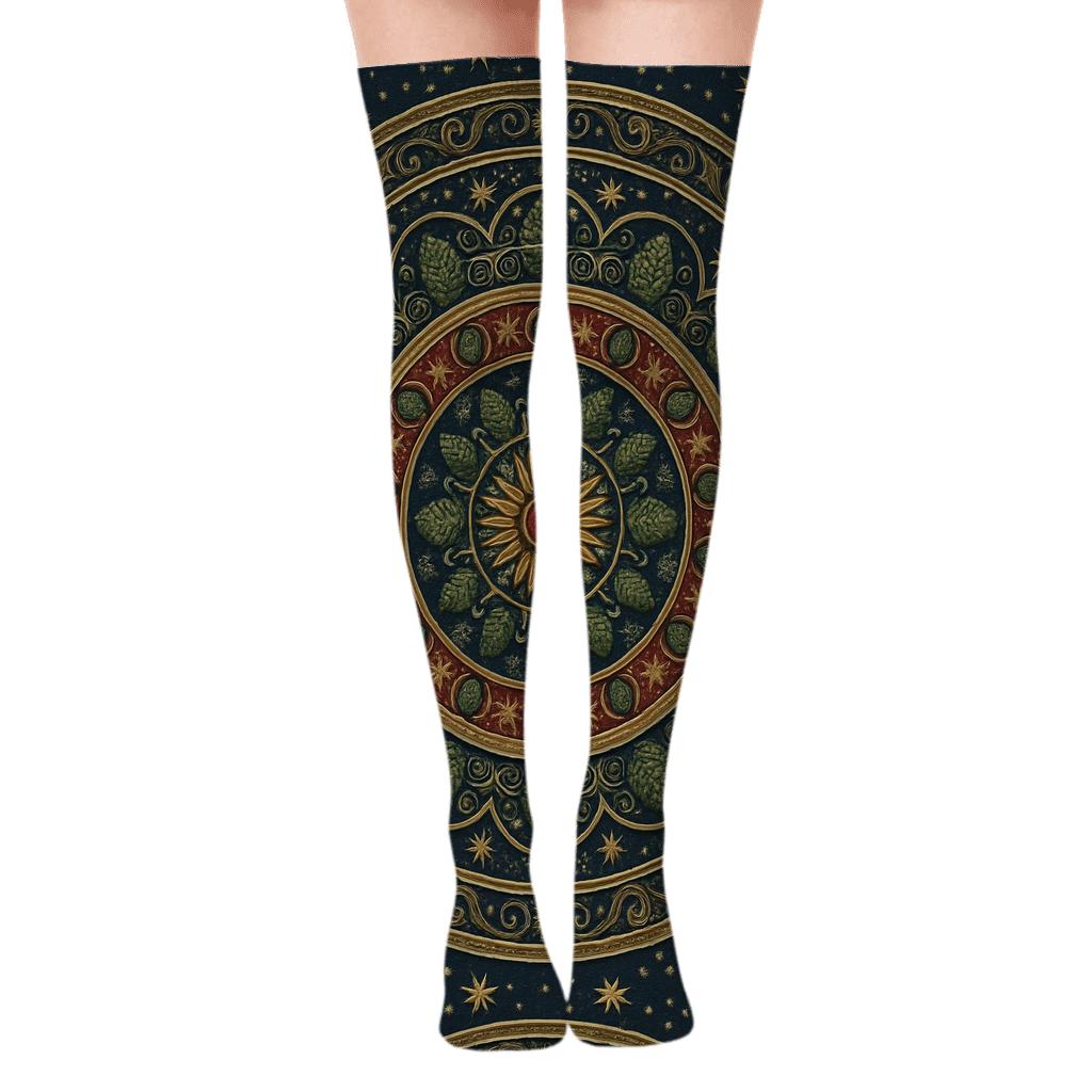 Ornament Mandala Radial Holiday personalized over-the-knee socks