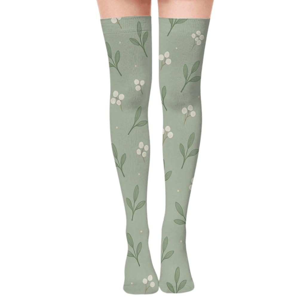 Mistletoe Dot Scatter Holiday personalized over-the-knee socks