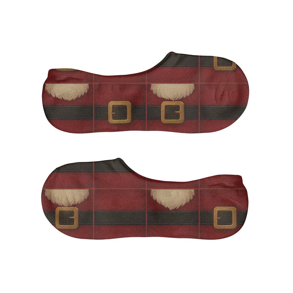 Santa Classic Repeating Belt Grid designer printed no-show socks