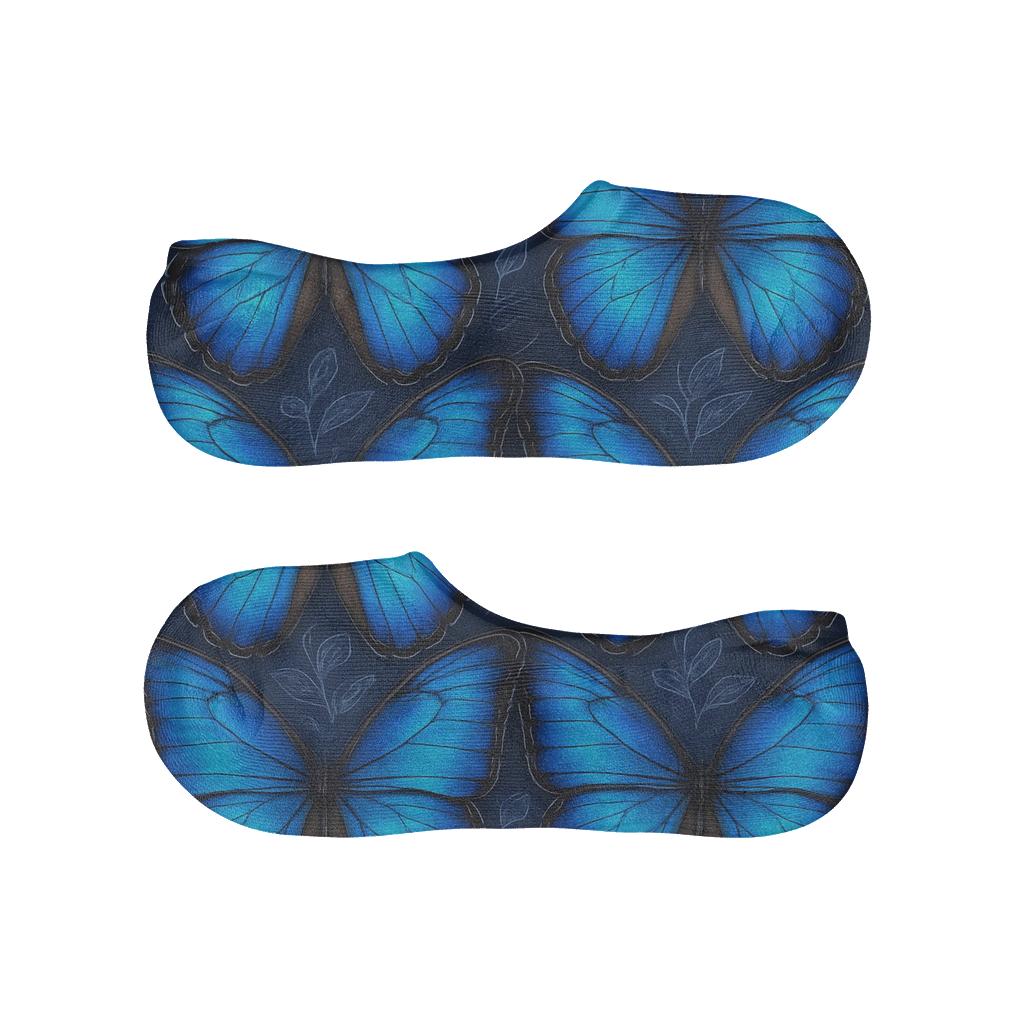 Iridescent Blue Morphos Tessellation soft cotton no-show socks