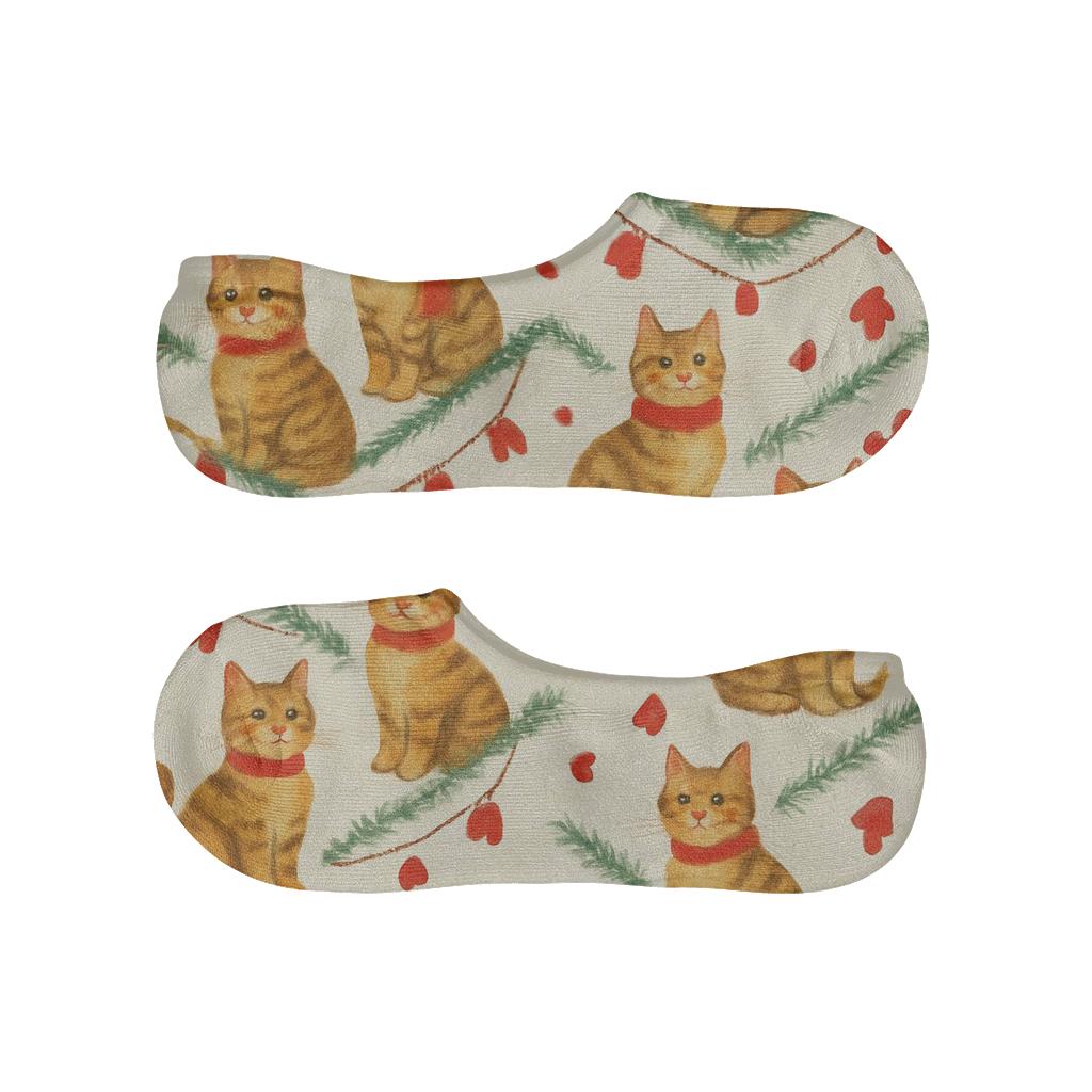 Jolly Tinsel Tabby Chevron anti-slip no-show socks
