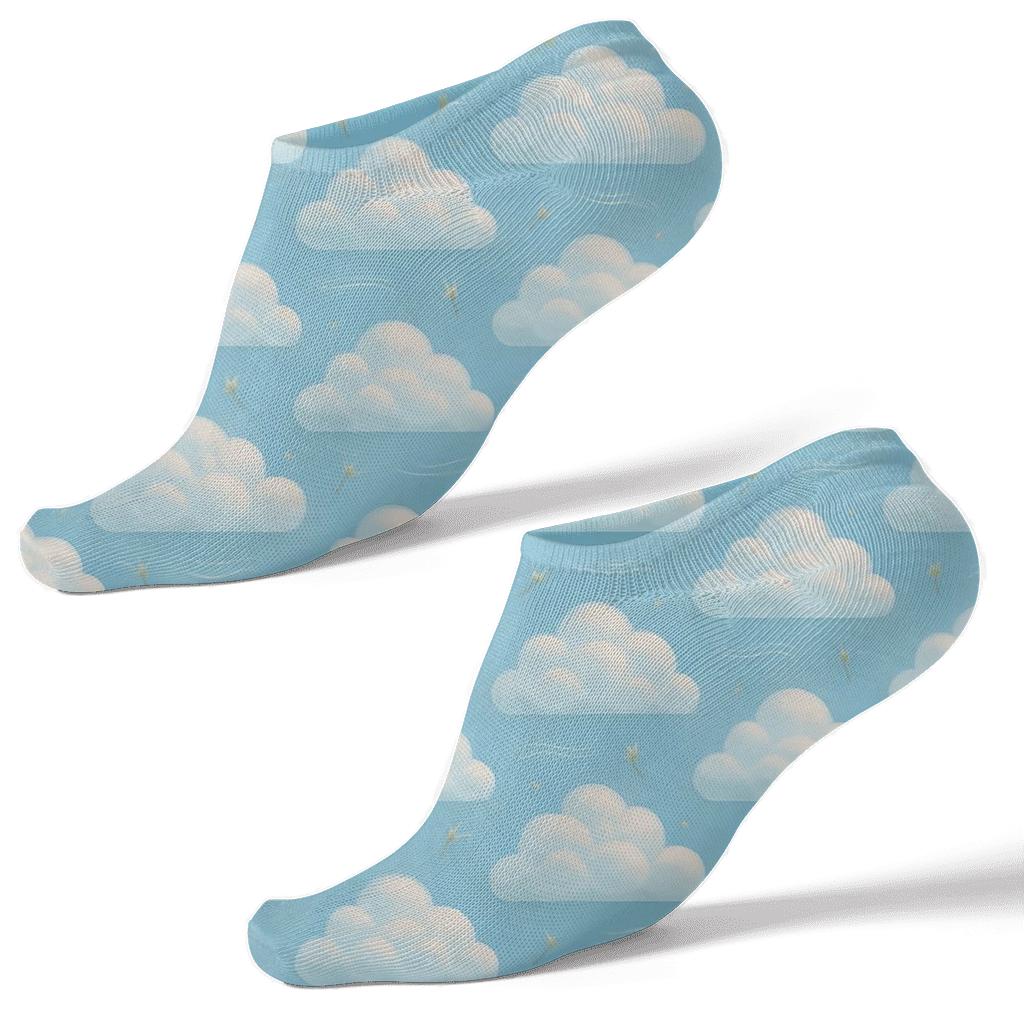 Cumulus Grid On Sky Blue soft everyday ankle socks