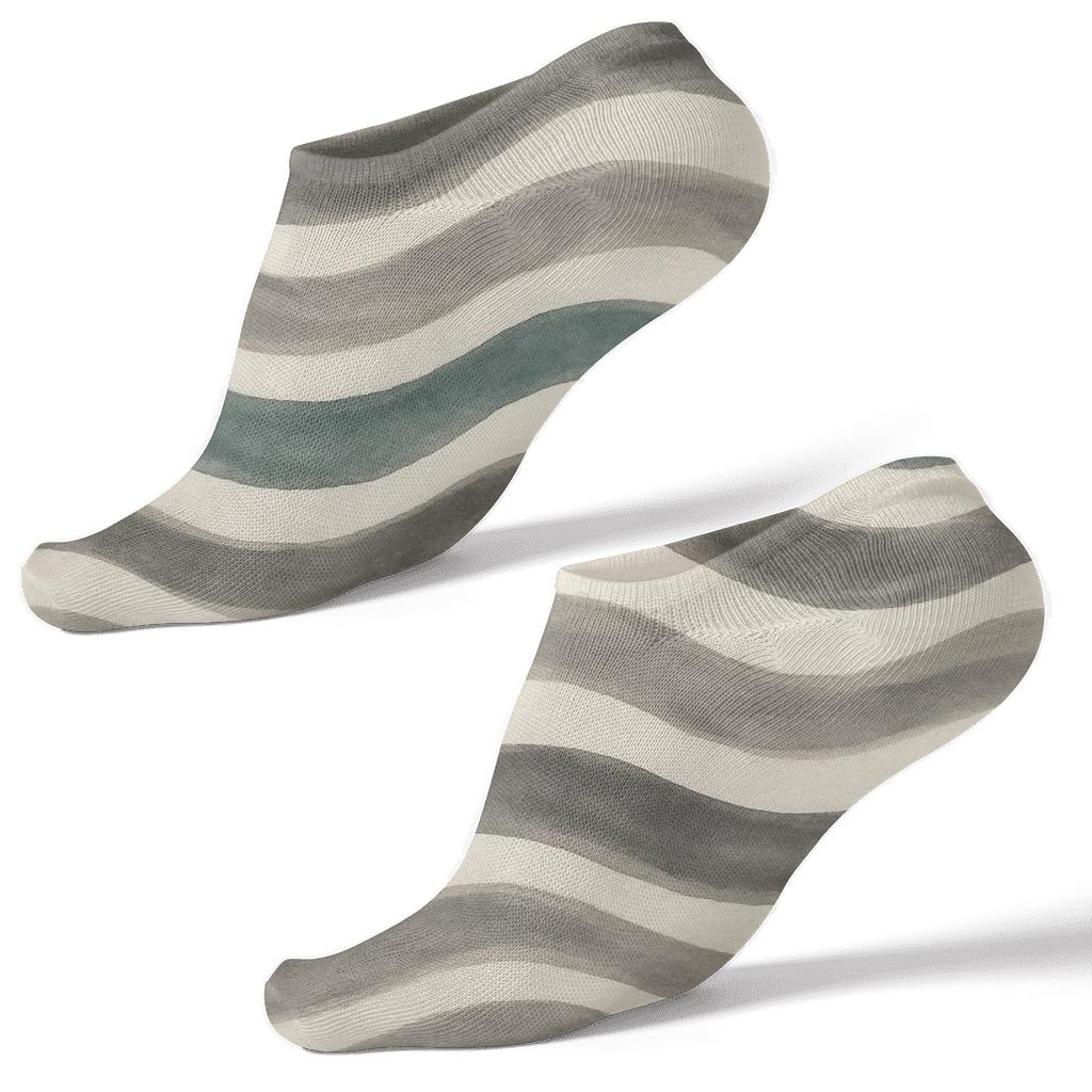 Organic Hand Painted Stripe Wave unique graphic ankle socks