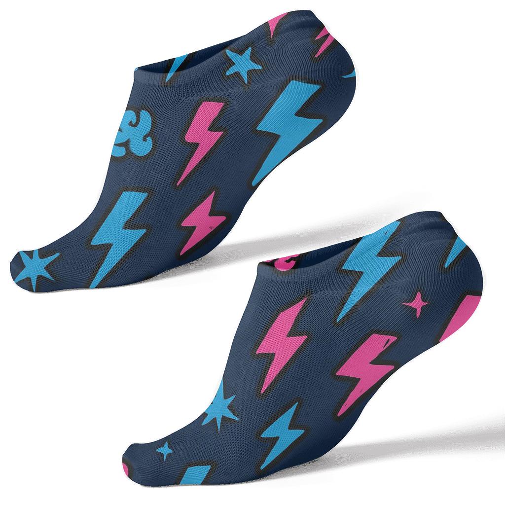 Neon Scatter Micro Bolts personalized ankle socks
