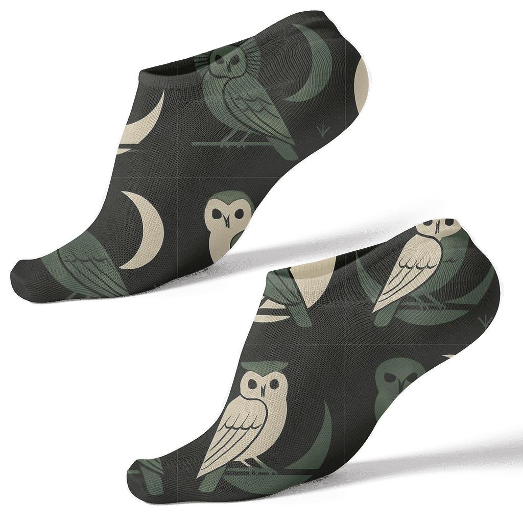 Owl Night Silhouette Grid trendy patterned ankle socks