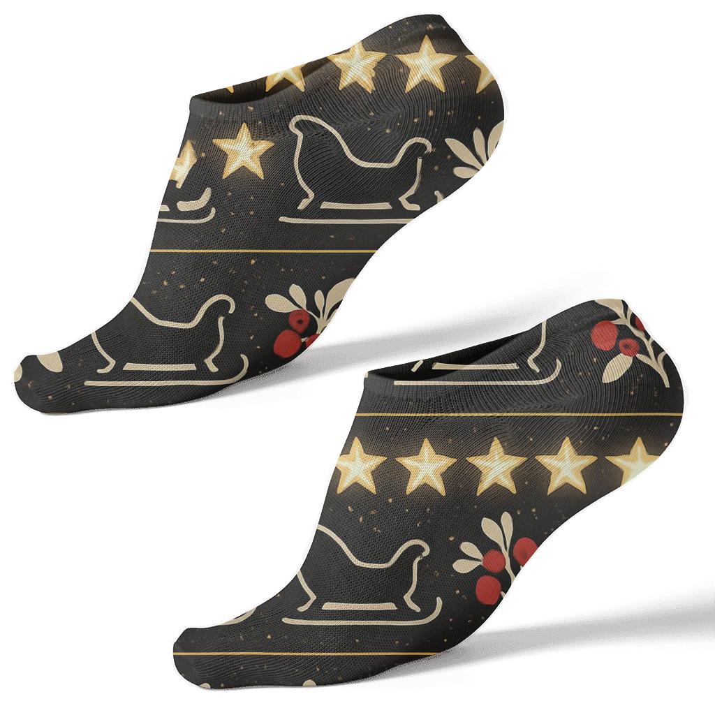 Twilight Star Garland On Black unique graphic ankle socks