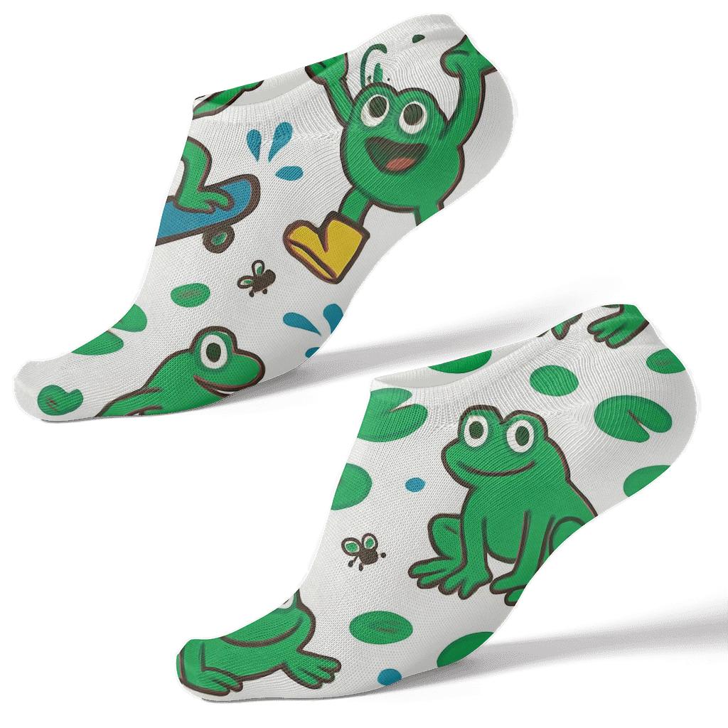Playful Pond Party Scatter designer print ankle socks