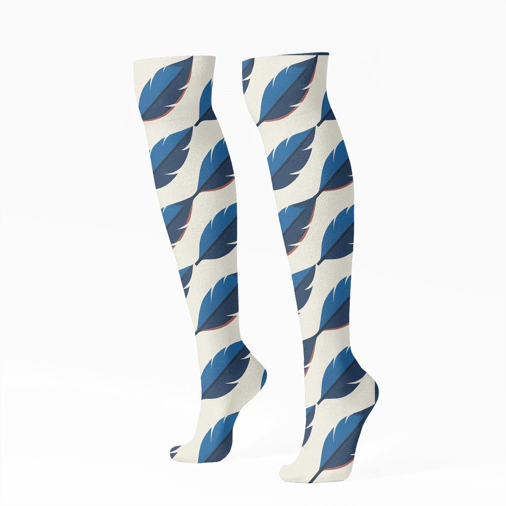 Blue Jays Feather Grid personalized knee-high socks