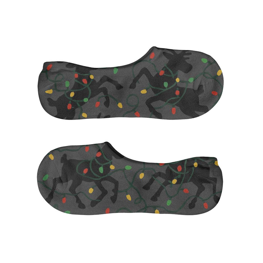 Reindeer Light Tangle Pattern Holiday personalized no-show socks