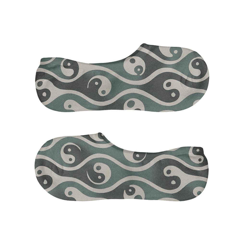 Wave Yin Yang Band On Pale Cream personalized invisible socks