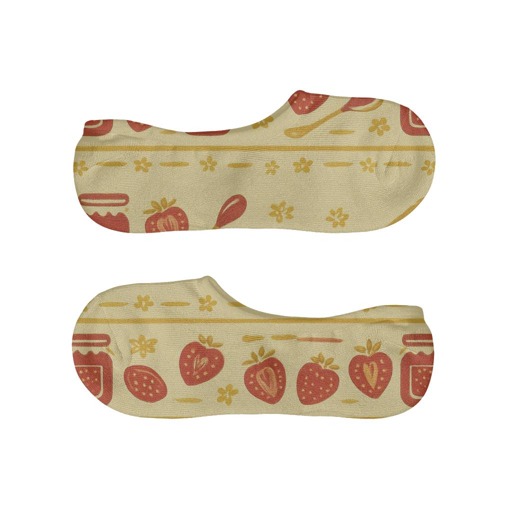 Strawberry Jam Jar Bands On Pale Yellow personalized no-show socks