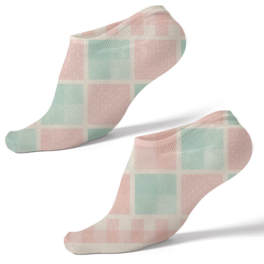 Pastel Gingham With Dot Fill Texture soft everyday ankle socks