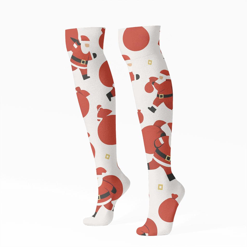 Sack Of Toys Scatter Santa trendy patterned knee-high socks