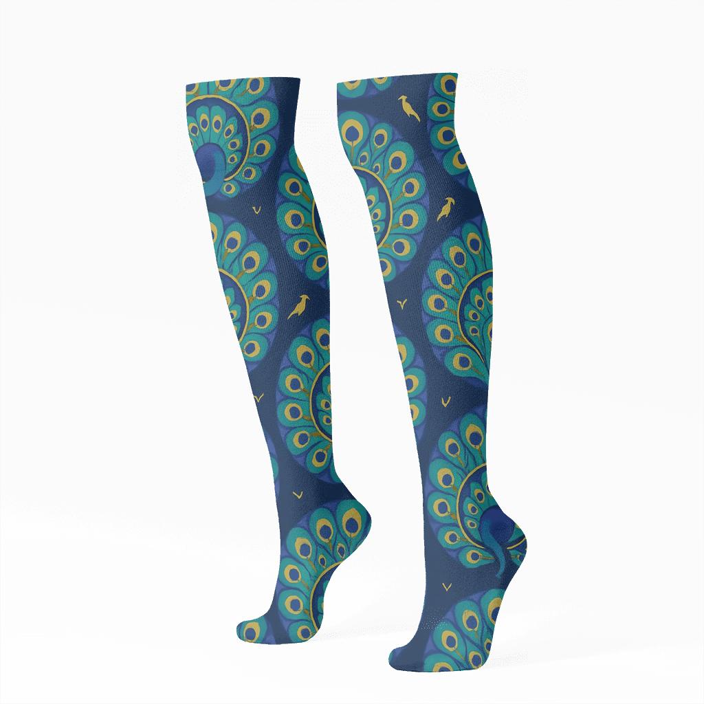 Peacock Fan Radial custom knee-high socks