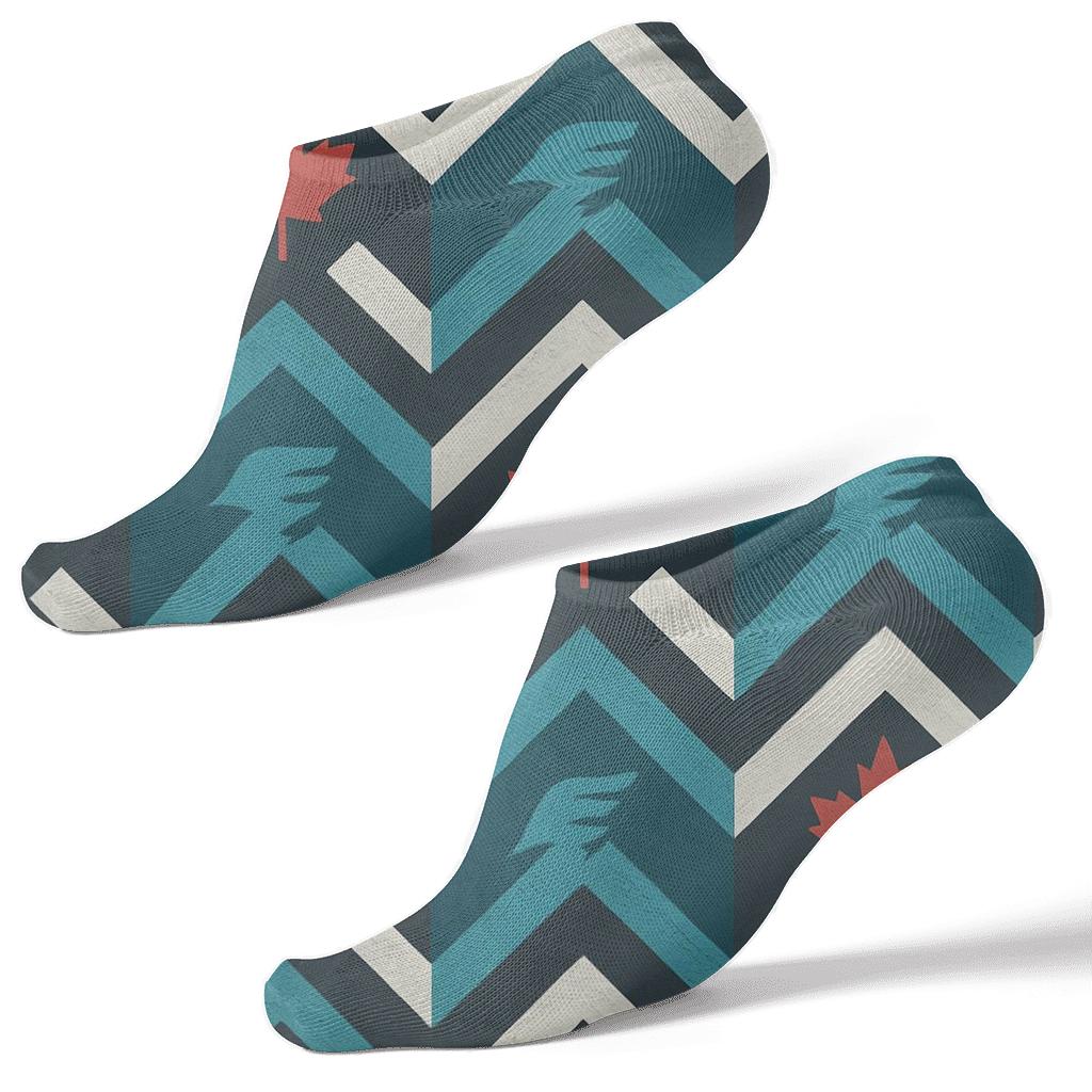 Maple Chevron Band With Blue Jays Motifs soft everyday ankle socks
