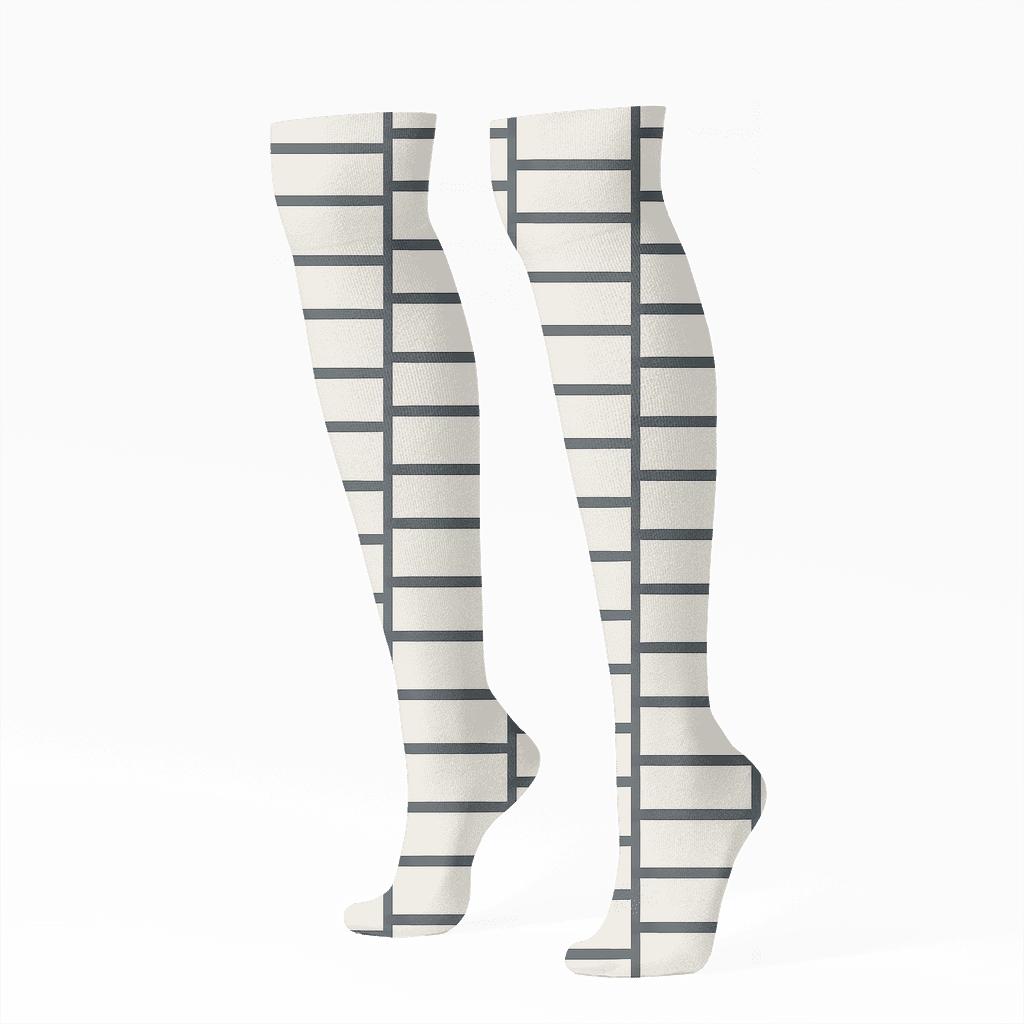 Fine Ladder Shift stylish athletic knee-high socks