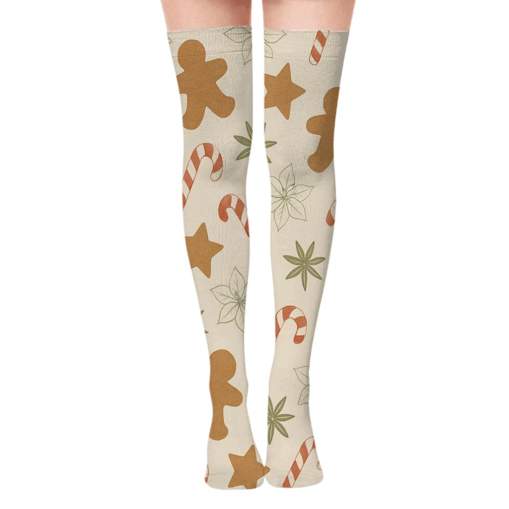 Gingerbread Ornament Scatter soft everyday over-the-knee socks