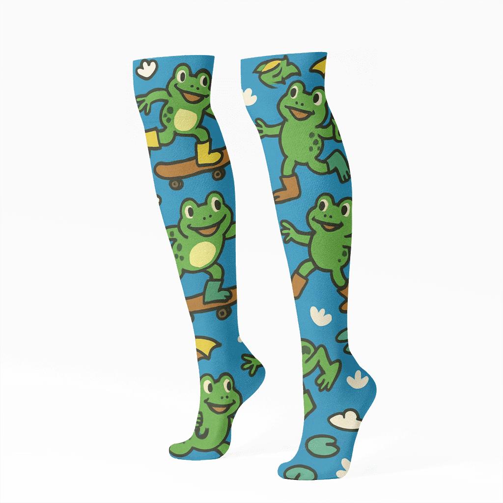 Playful Pond Party Scatter personalized knee-high socks