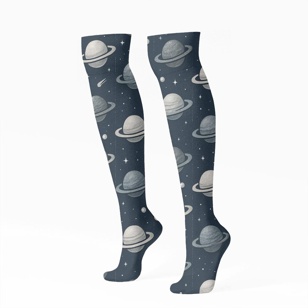 Midnight Planet Grid soft everyday knee-high socks