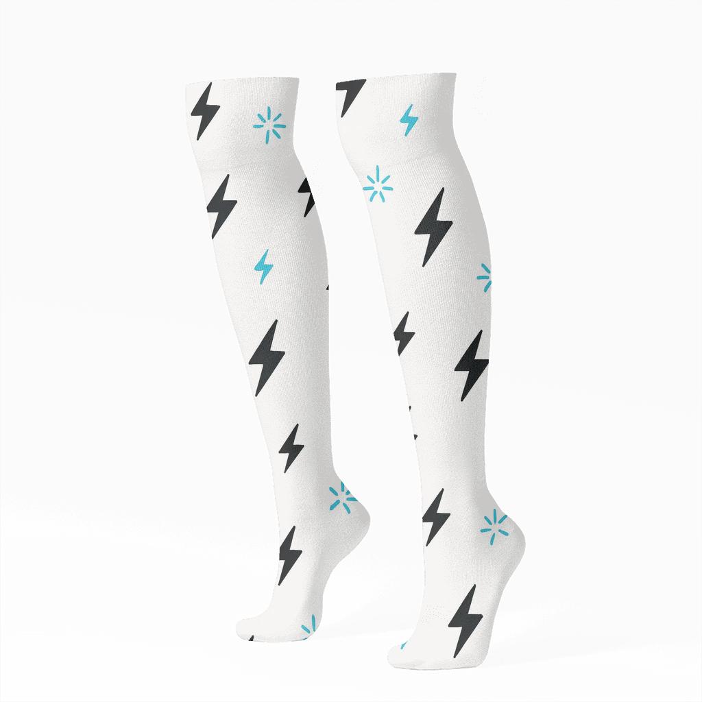 Minimal Spark Scatter On White designer print knee-high socks