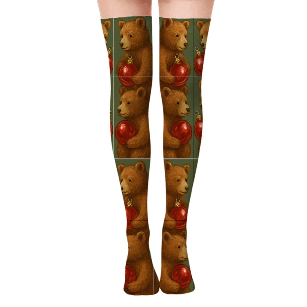 Ornament Bear Mirror Array personalized over-the-knee socks
