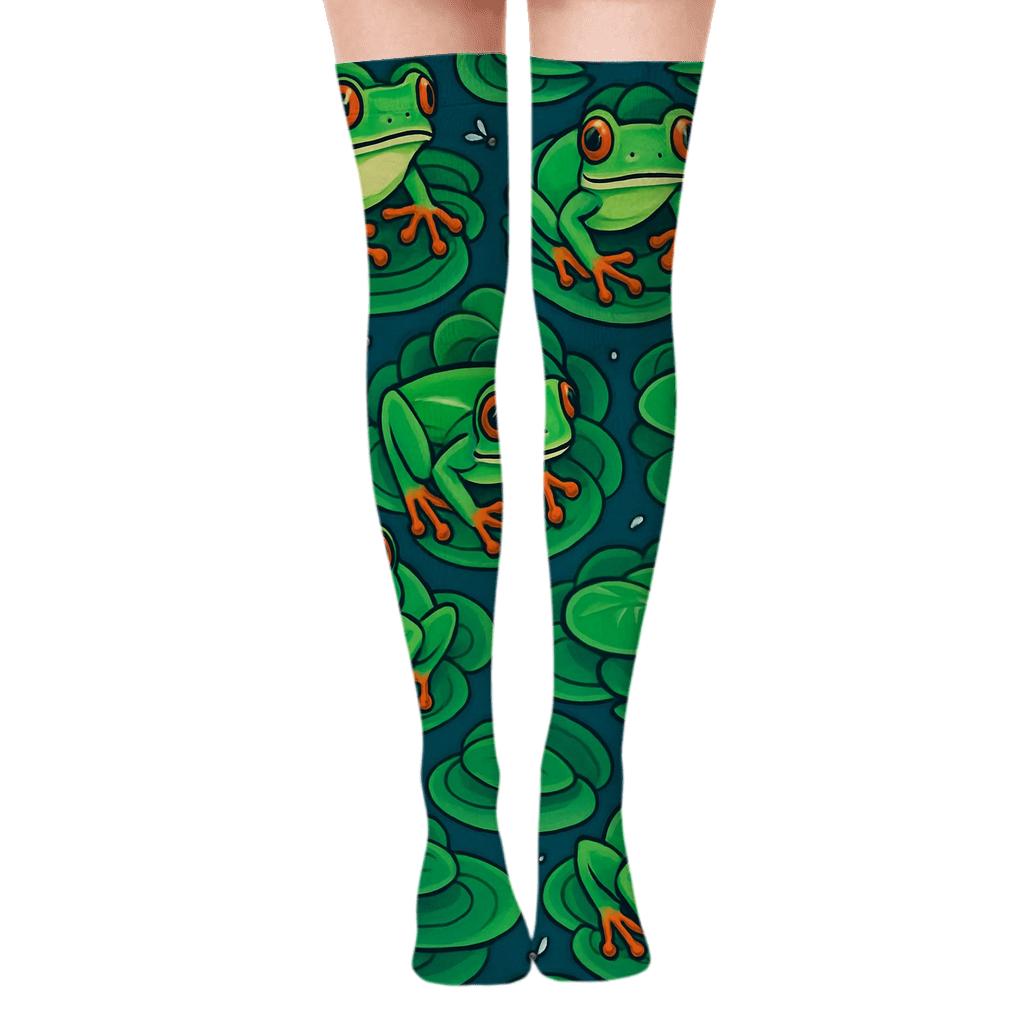 Emerald Lily Pad Lattice custom over-the-knee socks